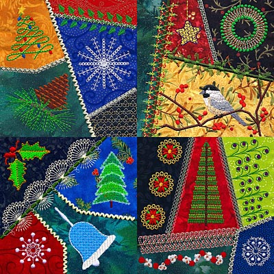 .com: Amosfun 50pcs Christmas Patchwork Embroidery Fabric